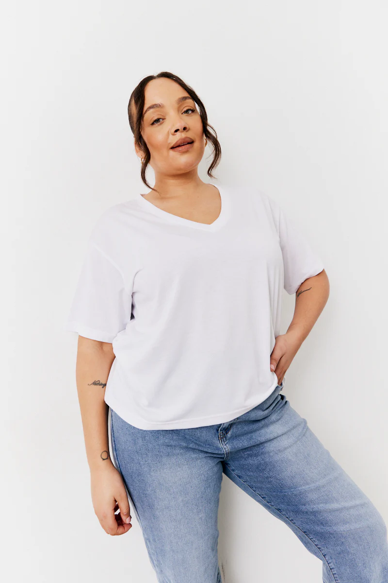Black and White 2 Pack Slouchy V-Neck T-Shirt - Image 10