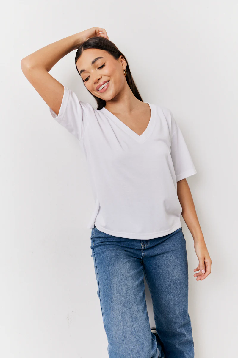 Black and White 2 Pack Slouchy V-Neck T-Shirt - Image 3