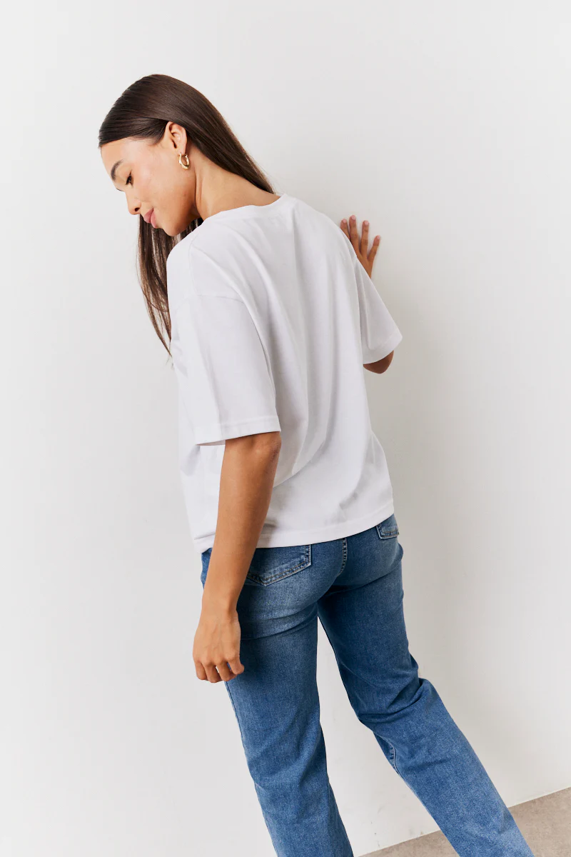 Black and White 2 Pack Slouchy V-Neck T-Shirt - Image 5