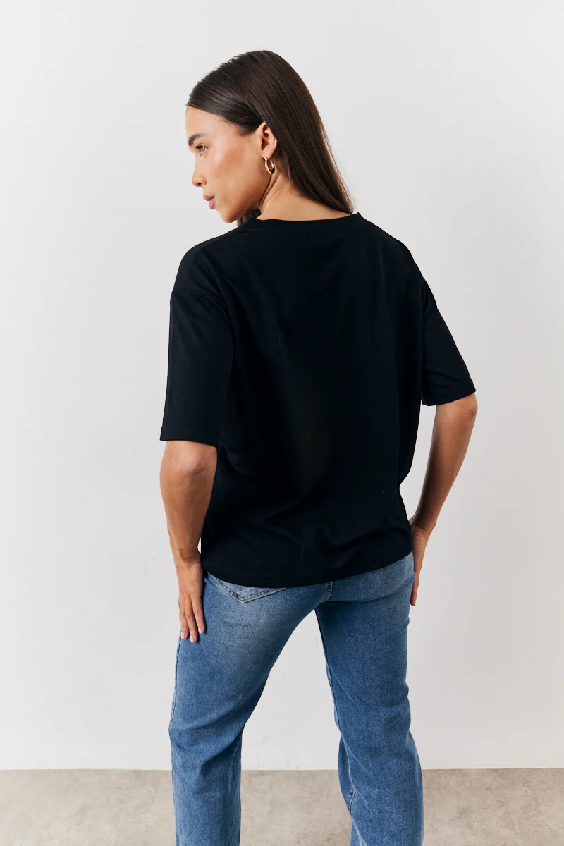 Black and White 2 Pack Slouchy V-Neck T-Shirt - Image 8