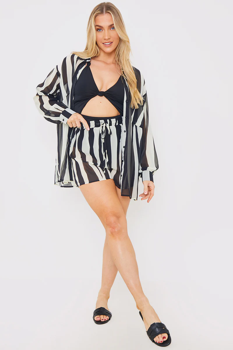 Zebra Print Button up Chiffon Co-Ord Beach Shirt - Image 2