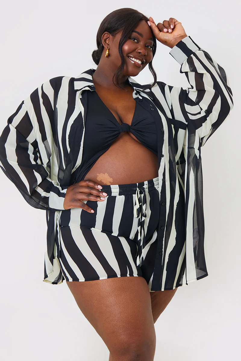 Zebra Print Button up Chiffon Co-Ord Beach Shirt - Image 6