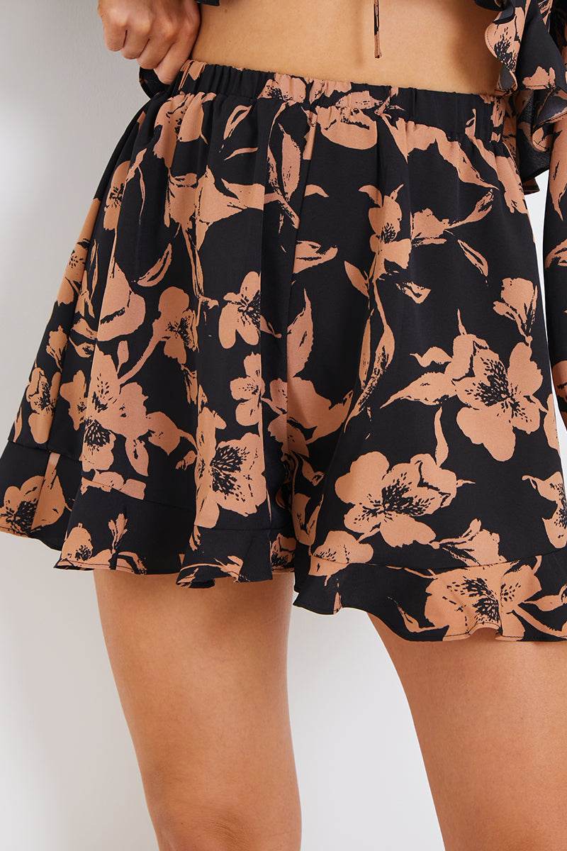 Abstract Floral Frill Co-Ord Shorts - Image 3