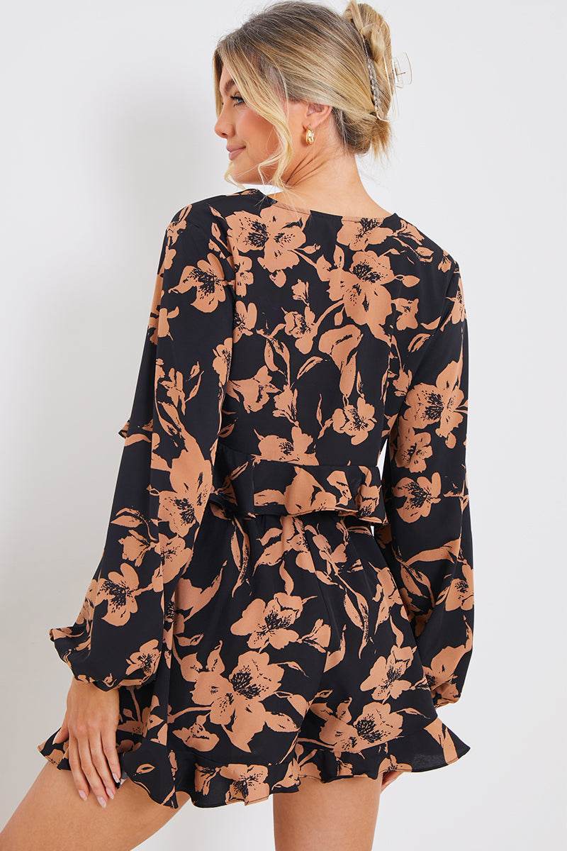 Abstract Floral Frill Co-Ord Shorts - Image 4