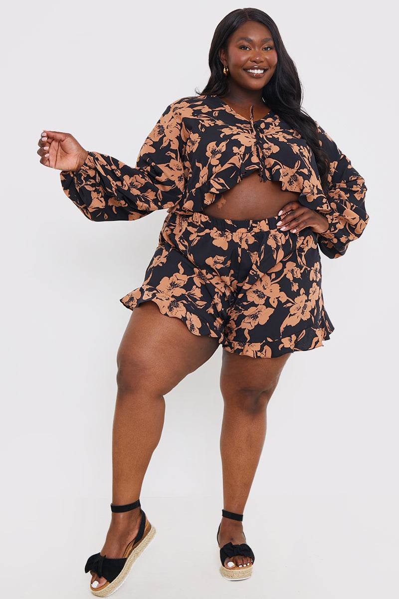 Abstract Floral Frill Co-Ord Shorts - Image 7