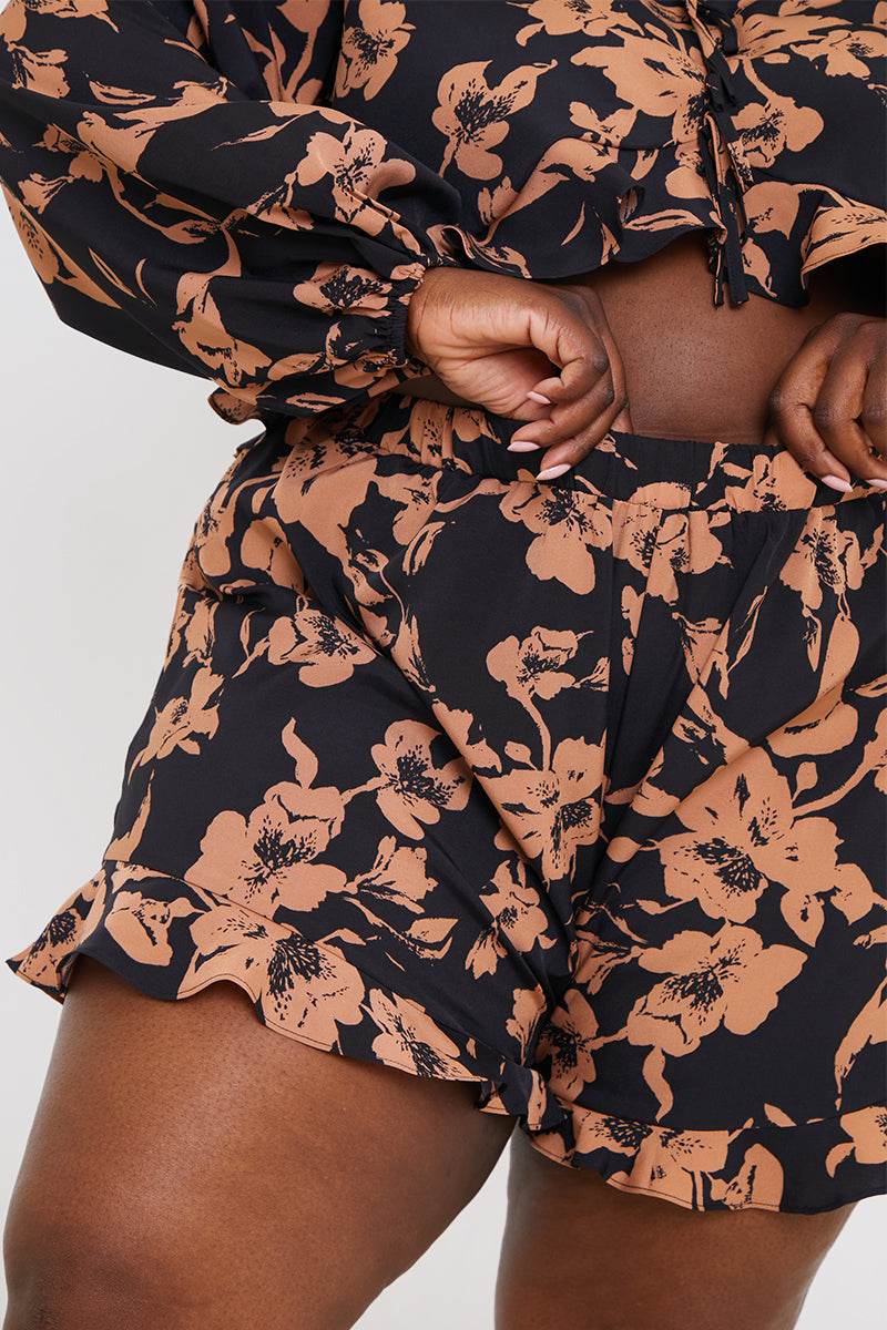 Abstract Floral Frill Co-Ord Shorts - Image 8