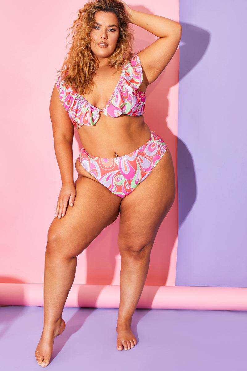 Abstract Print High Waisted Bikini Bottoms - Image 5