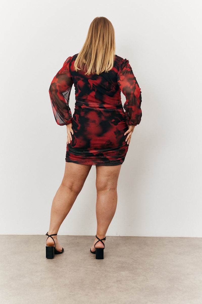 Abstract Print Wrap Mini Dress - Image 7