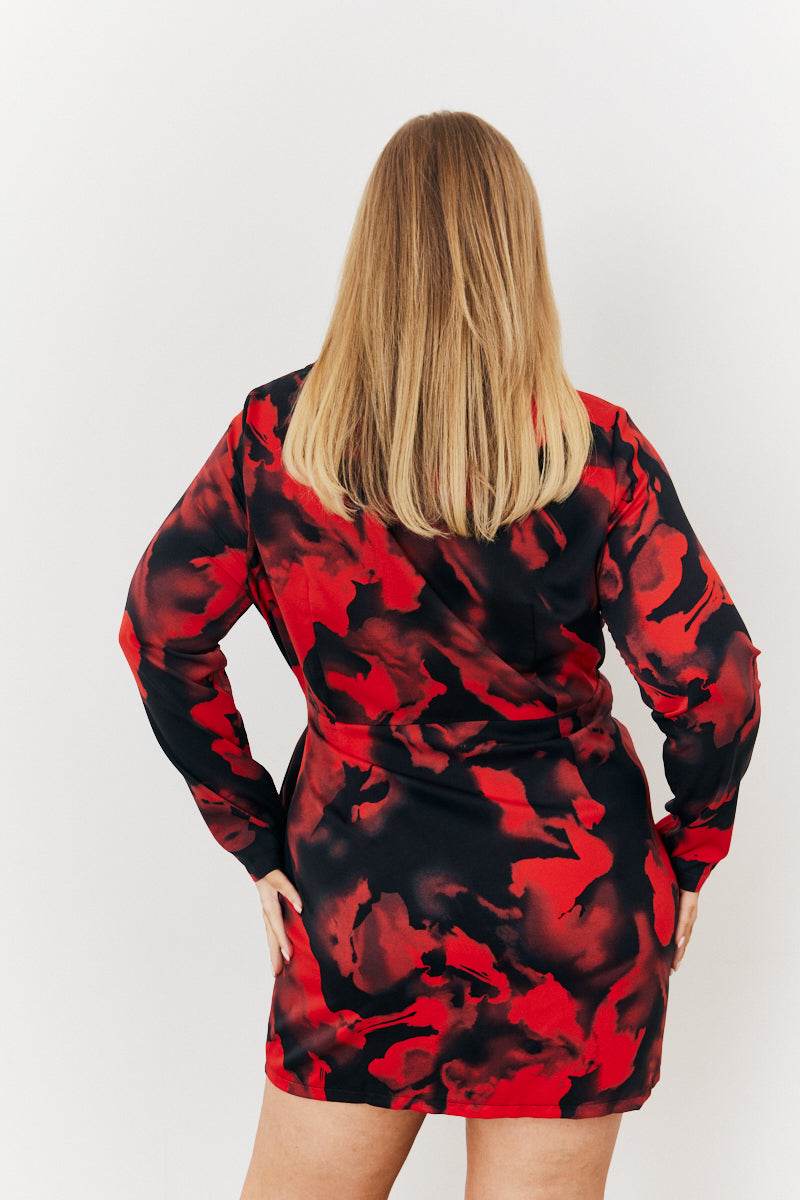 Abstract Print Wrap Mini Dress - Image 8