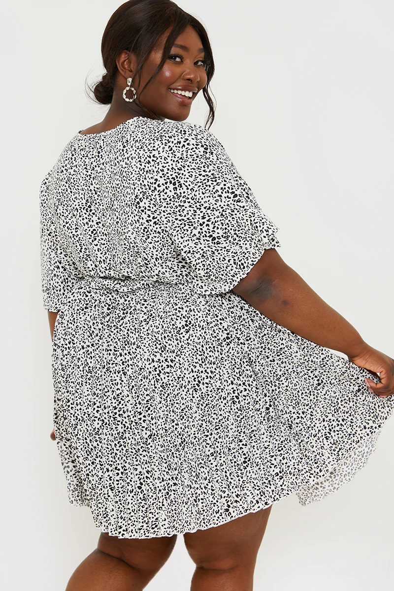 Animal Print Pleated Wrap Mini Dress - Image 12