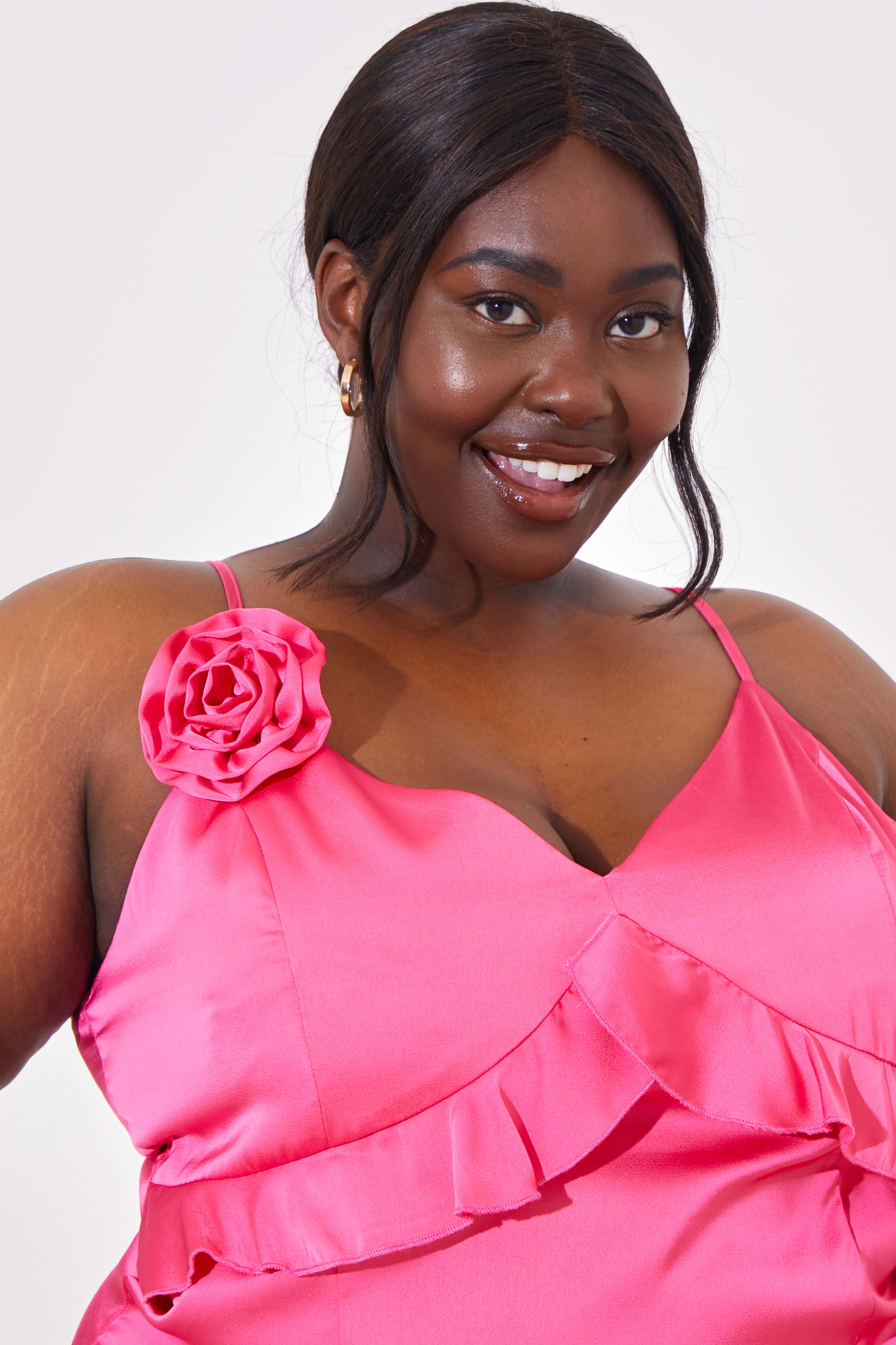 Asymmetric Frill Midaxi Dress With Removable Corsage - Image 9