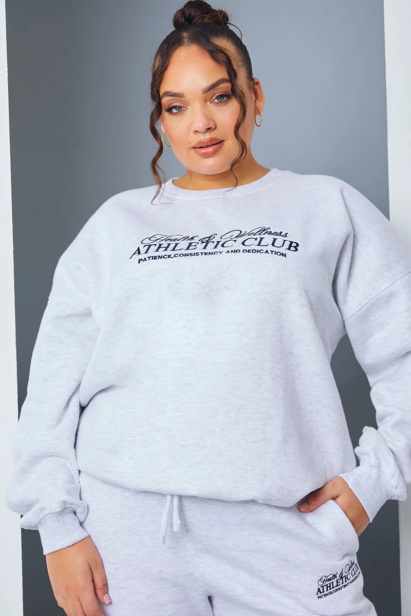 Athletic Club' Slogan Oversized Sweater - Image 5
