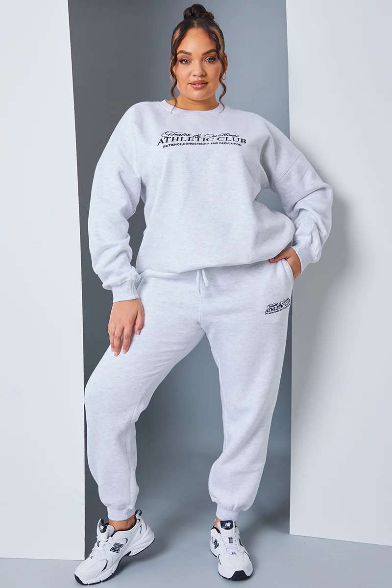 Athletic Club' Slogan Oversized Sweater - Image 6