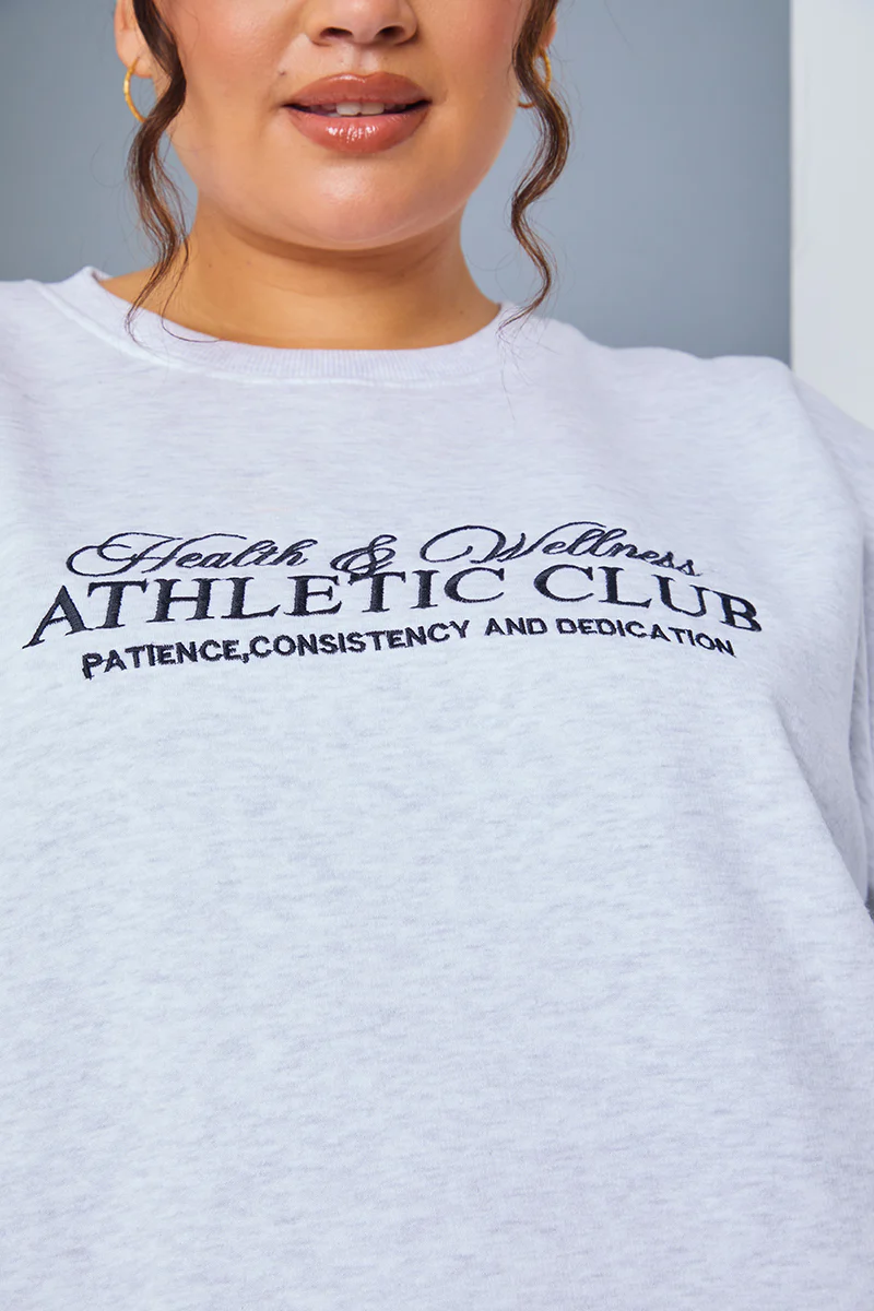 Athletic Club' Slogan Oversized Sweater - Image 7