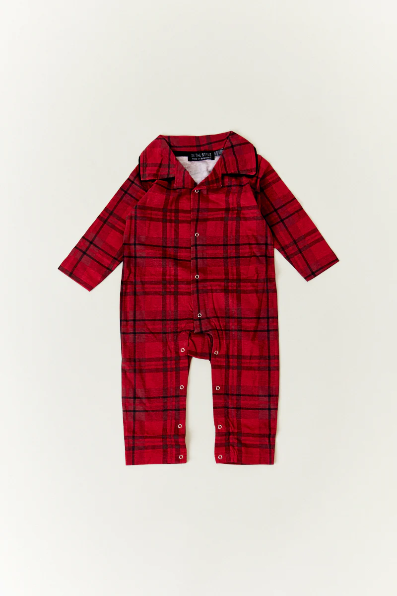 Red Babies Checked Matching Family Romper