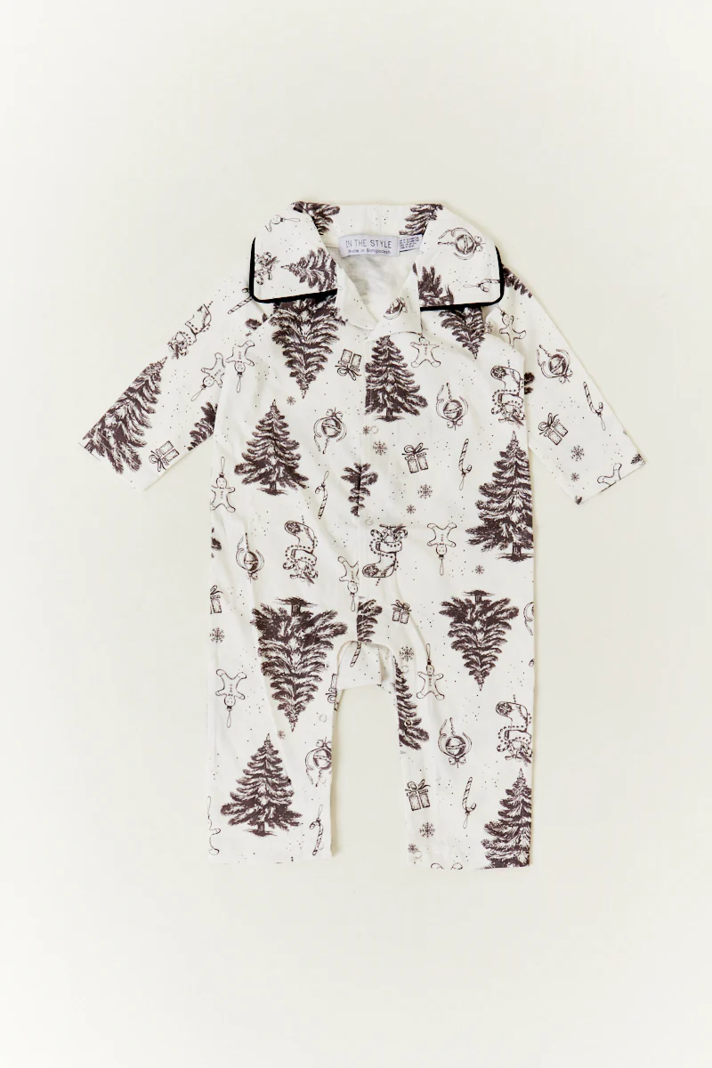 Cream Babies Christmas Tree Matching Family Romper