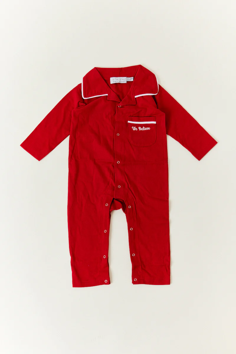 Red Babies We Believe Matching Family Romper