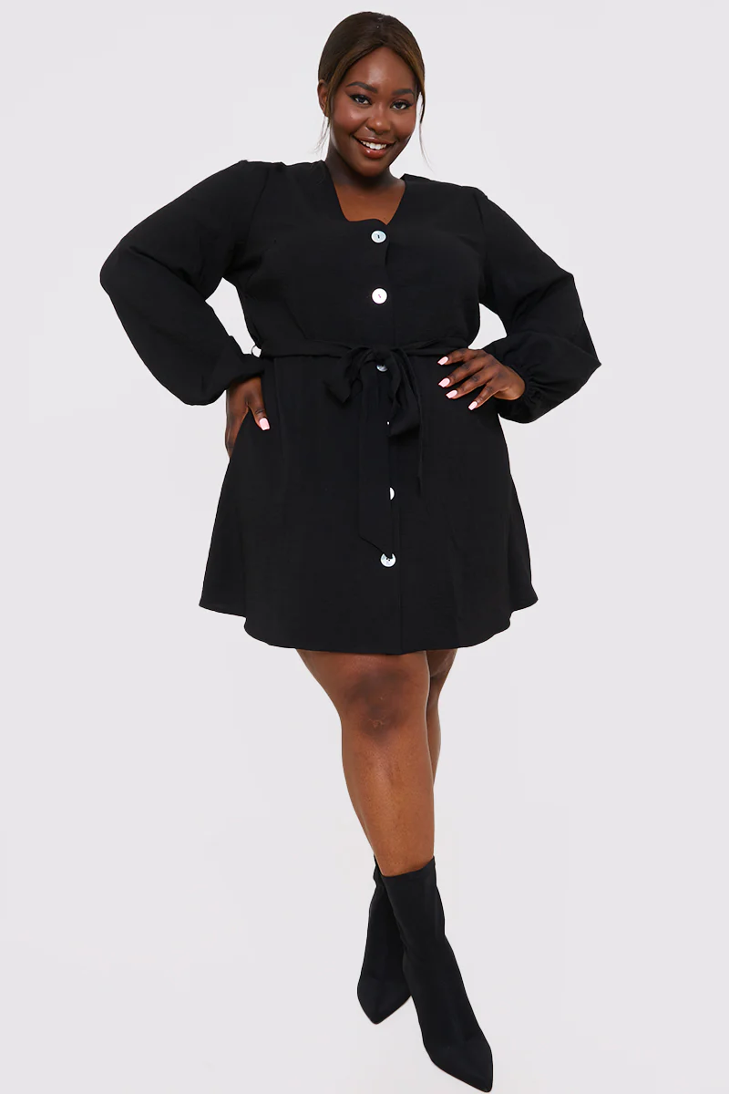 Balloon Sleeve Button Down Mini Dress - Image 16