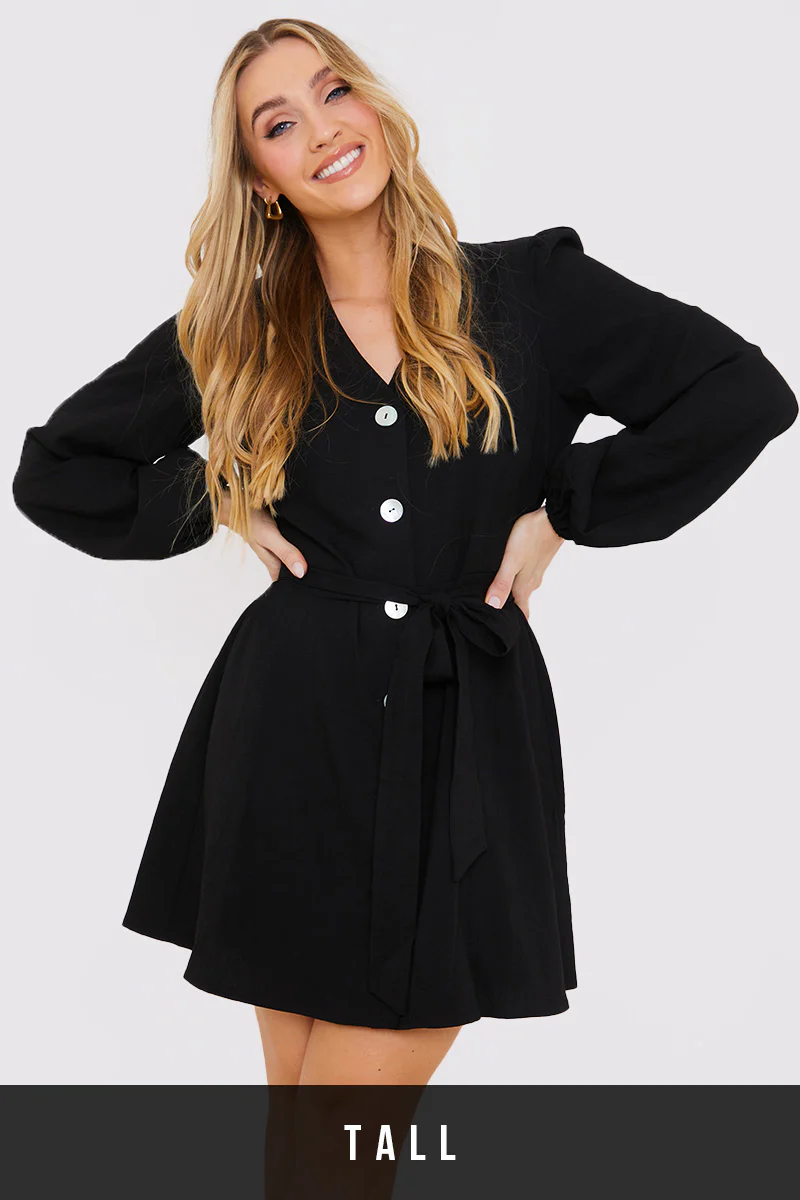 Balloon Sleeve Button Down Mini Dress - Image 26
