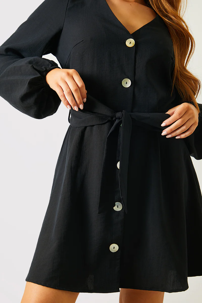 Balloon Sleeve Button Down Mini Dress - Image 3