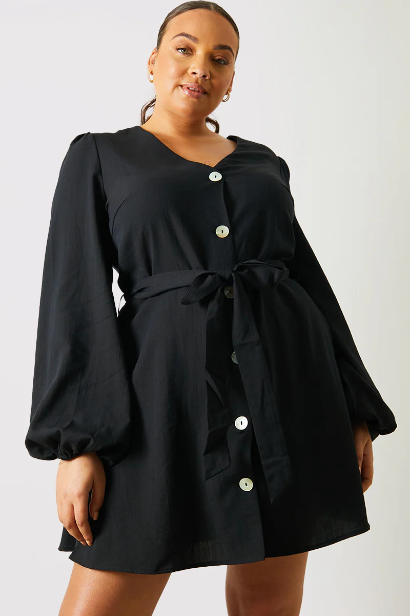 Balloon Sleeve Button Down Mini Dress - Image 5