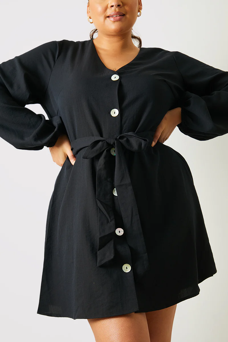Balloon Sleeve Button Down Mini Dress - Image 6