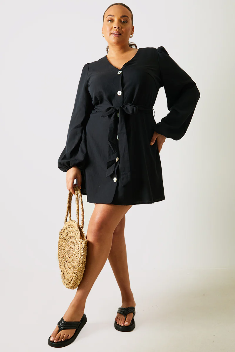 Balloon Sleeve Button Down Mini Dress - Image 7