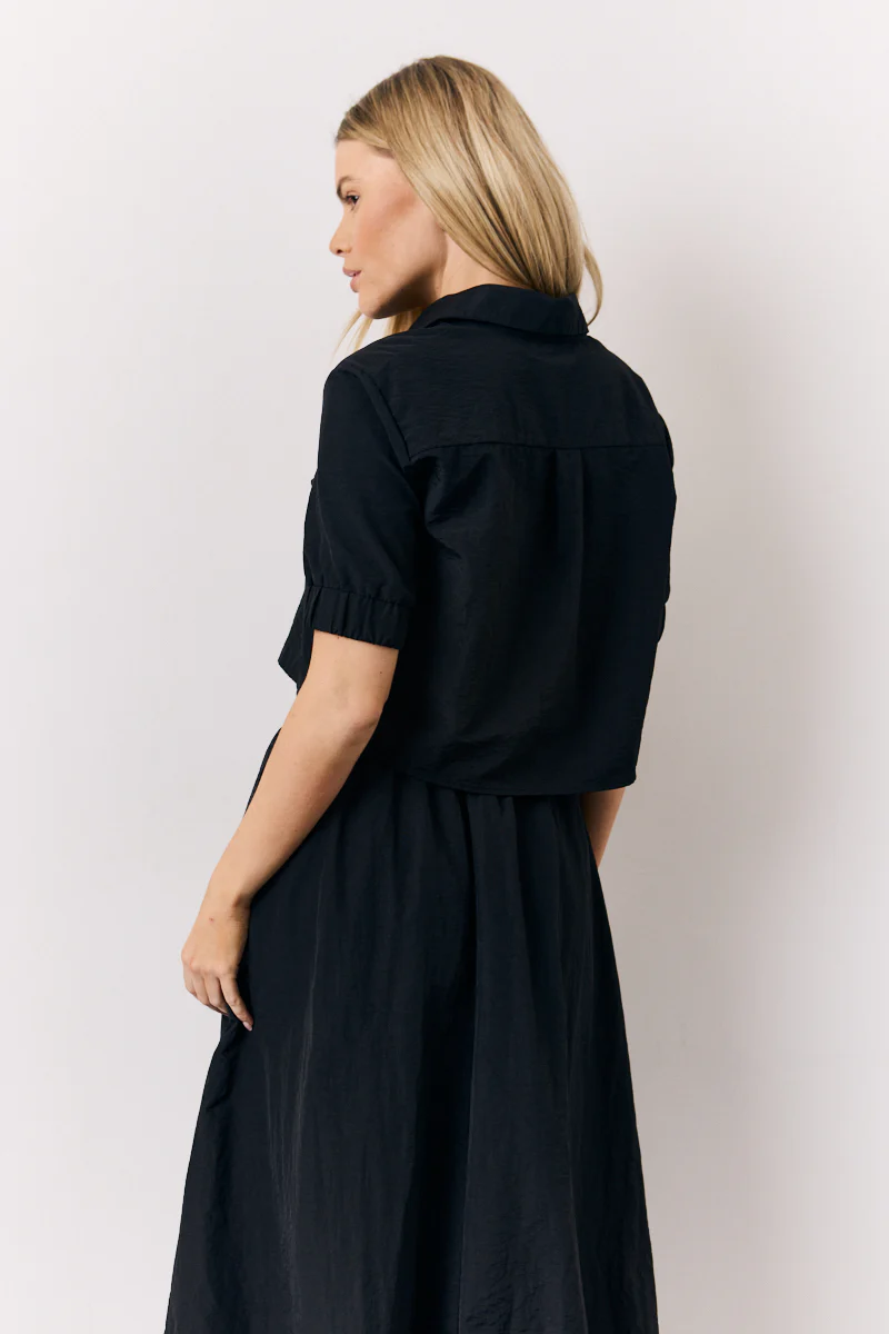 Black Co-Ord Cropped Shirt - Image 3