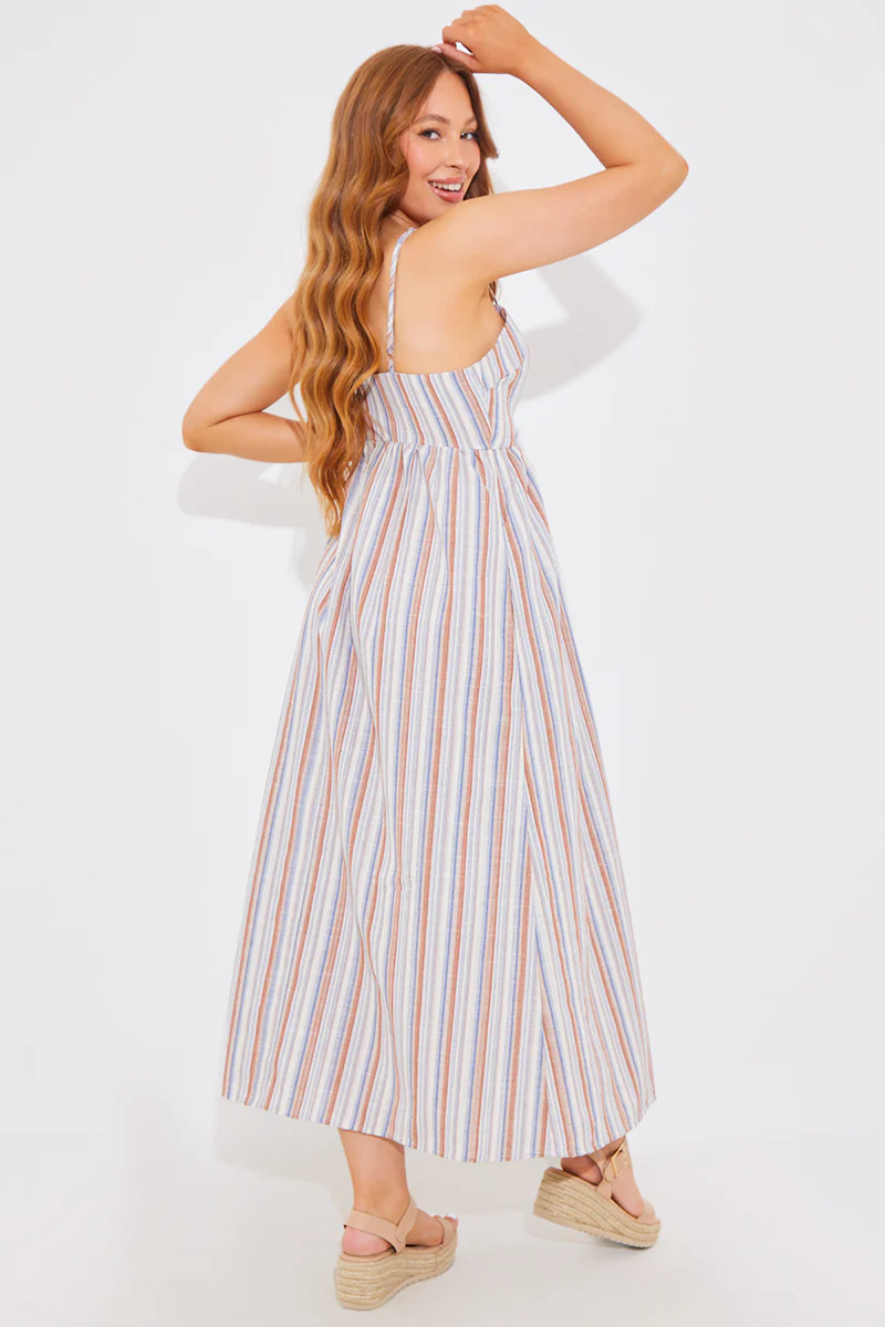 Striped Linen Look Midaxi Dress - Image 3