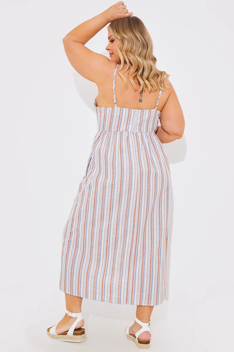 Striped Linen Look Midaxi Dress - Image 6
