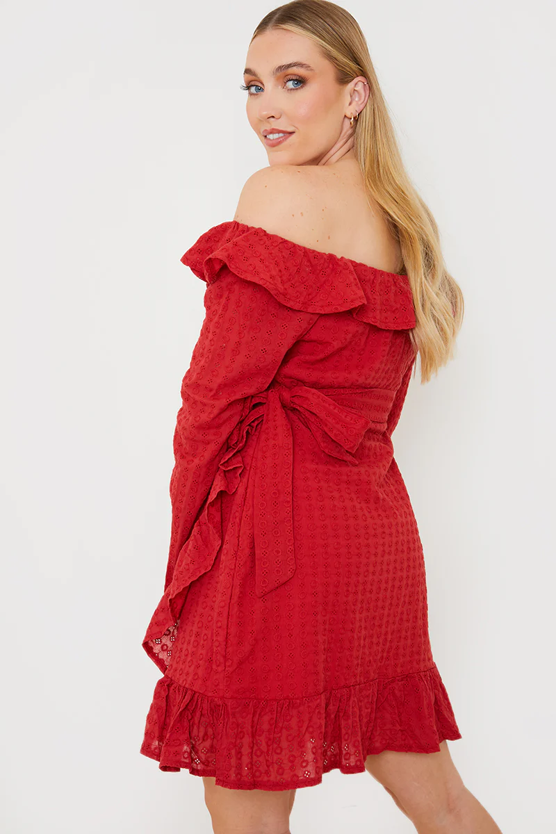 Bardot Broderie Anglaise Mini Dress - Image 16