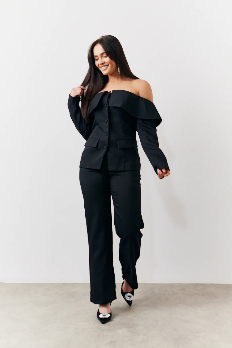 Black Bardot Button Through Blazer - Image 2