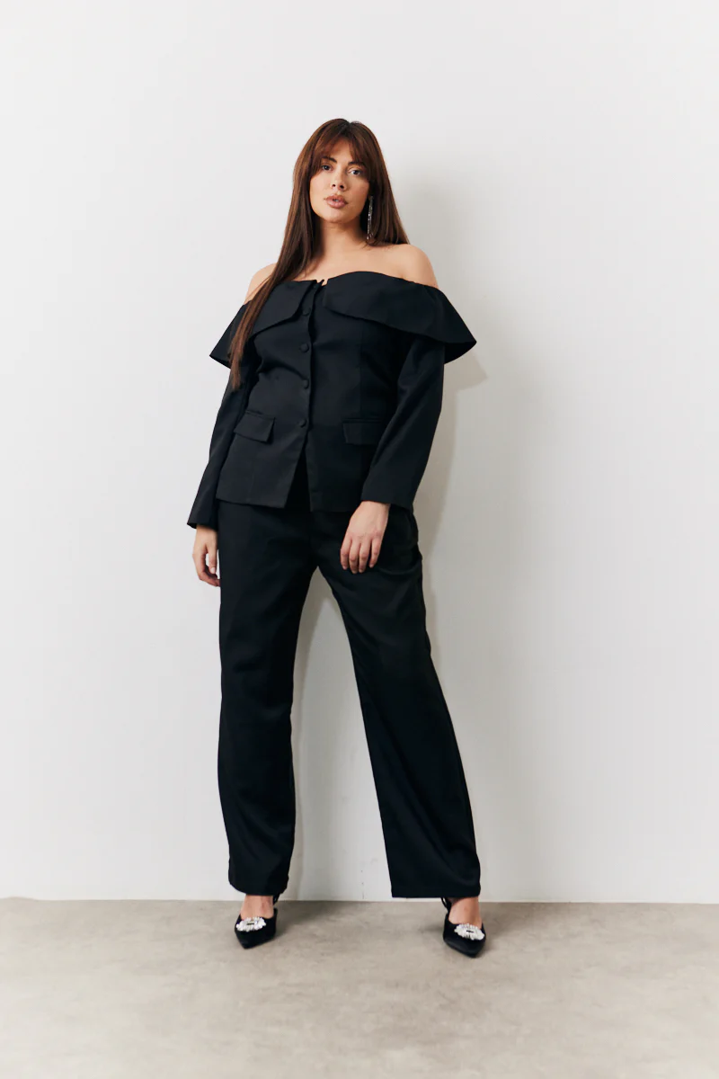 Black Bardot Button Through Blazer - Image 6