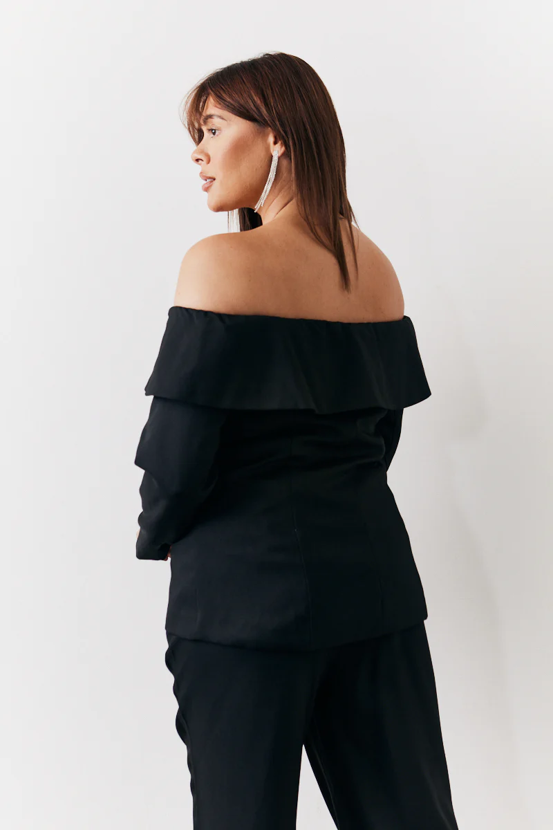 Black Bardot Button Through Blazer - Image 8
