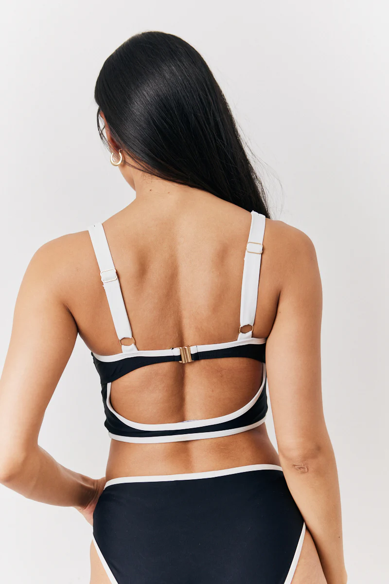 Black U Bar Swim Crop Top - Image 2