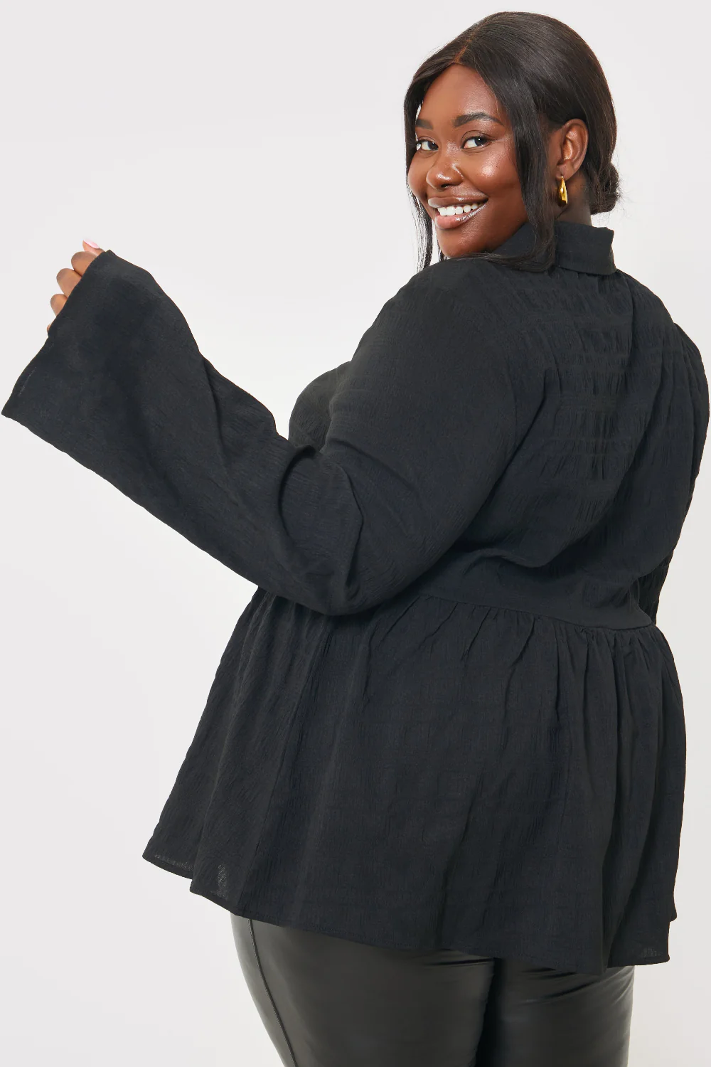 Blouson Sleeve Button Front Blouse - Image 7