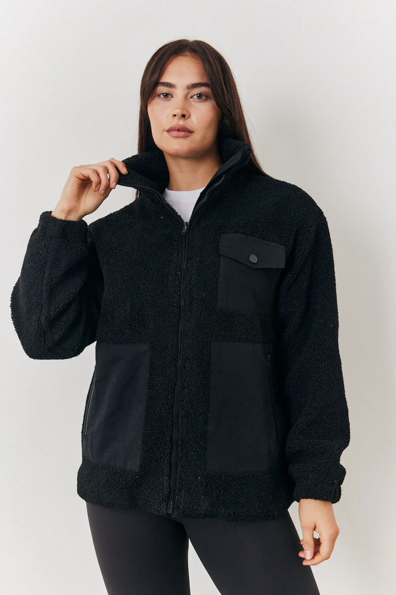 Borg Jacket With Pocket Detail