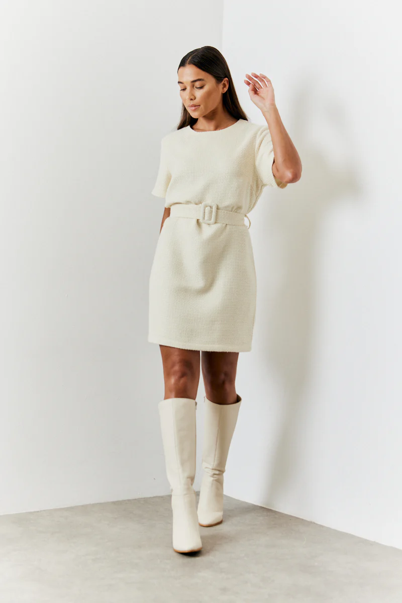 Boucle Belted Mini Dress - Image 2
