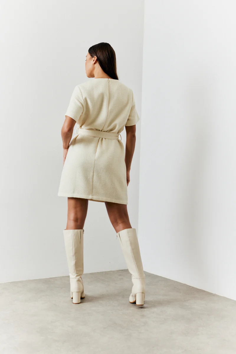 Boucle Belted Mini Dress - Image 4