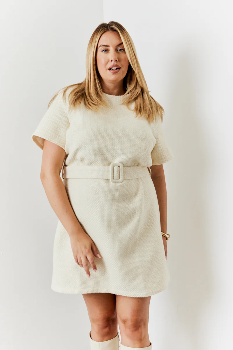 Boucle Belted Mini Dress - Image 5