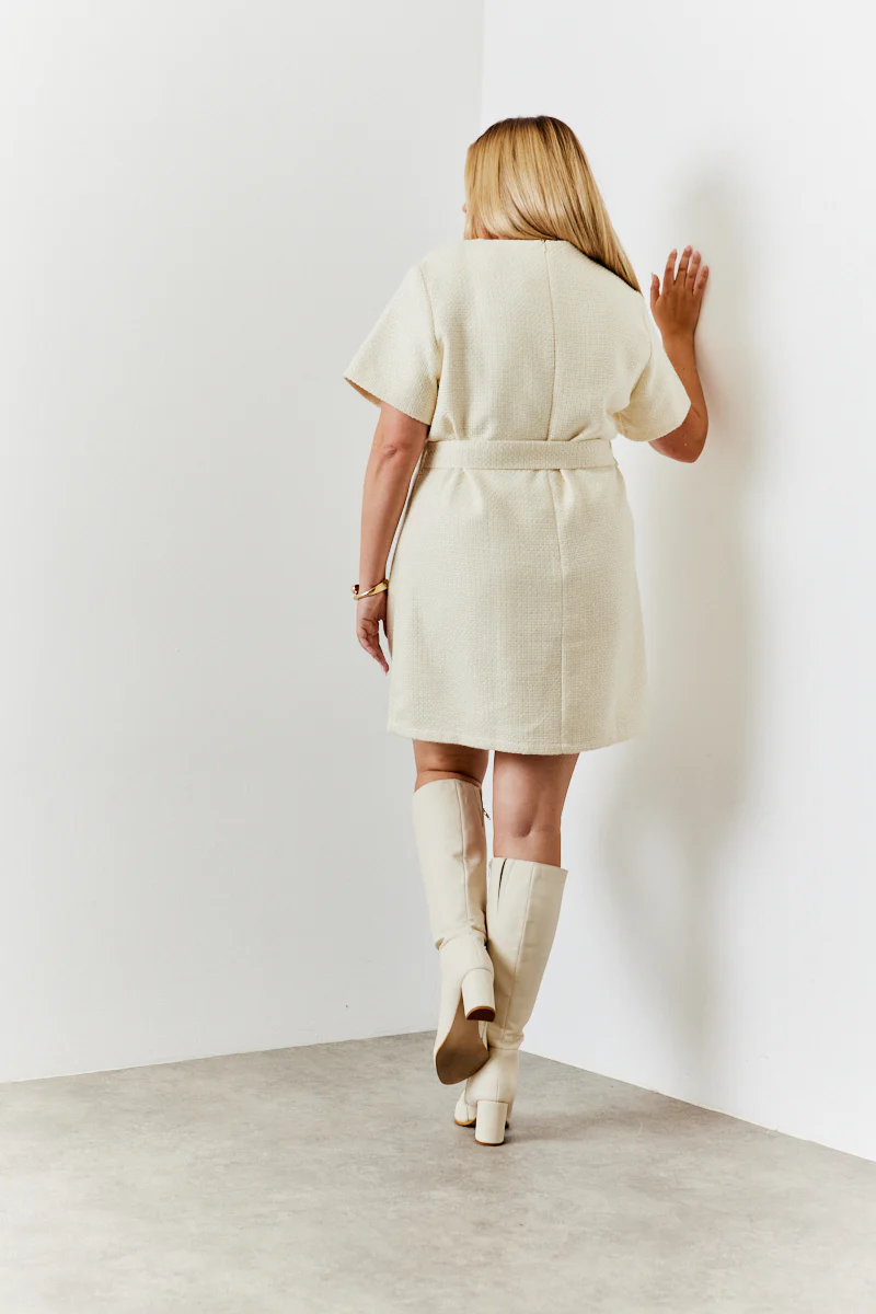 Boucle Belted Mini Dress - Image 8