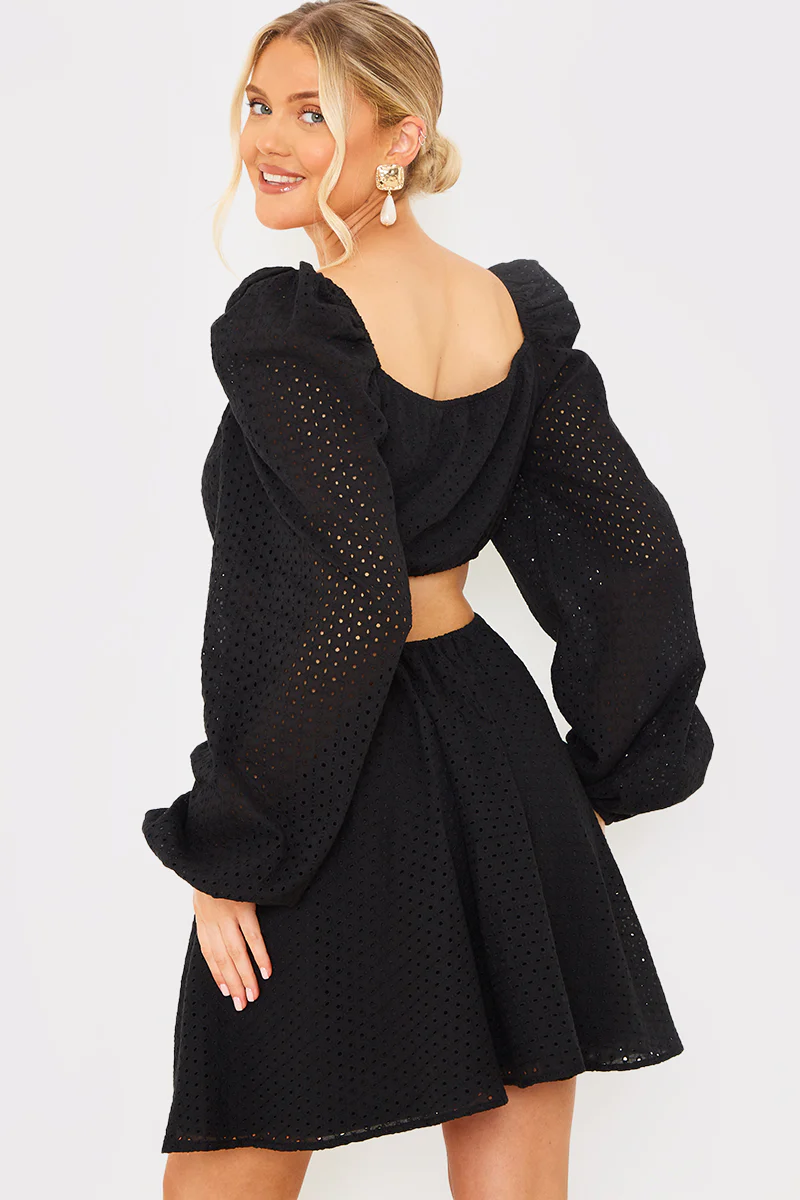 Broderie Cut Out Mini Dress - Image 4