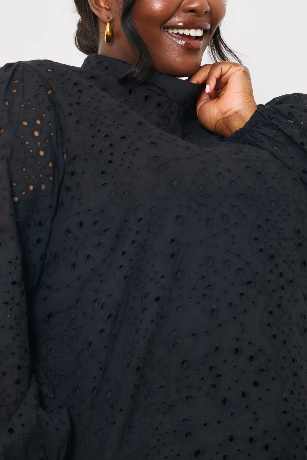 Broderie High Neck Blouse - Image 10