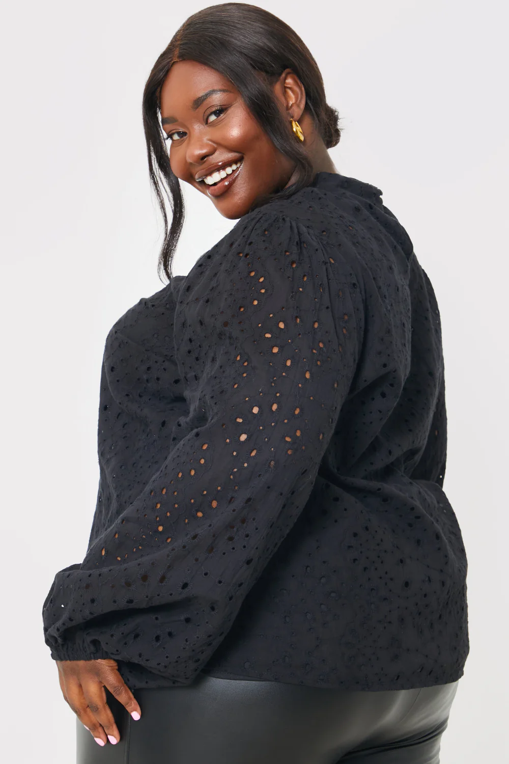 Broderie High Neck Blouse - Image 11
