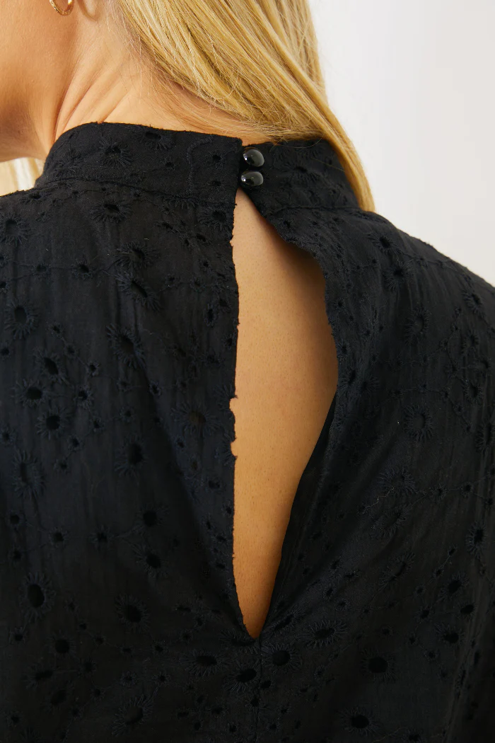 Broderie High Neck Frill Hem Mini Dress - Image 4