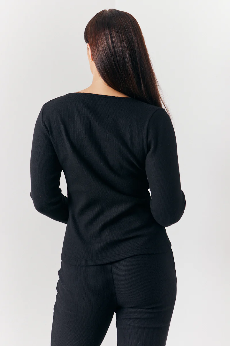Brushed Rib Asymmetric Co-Ord Top - Image 2