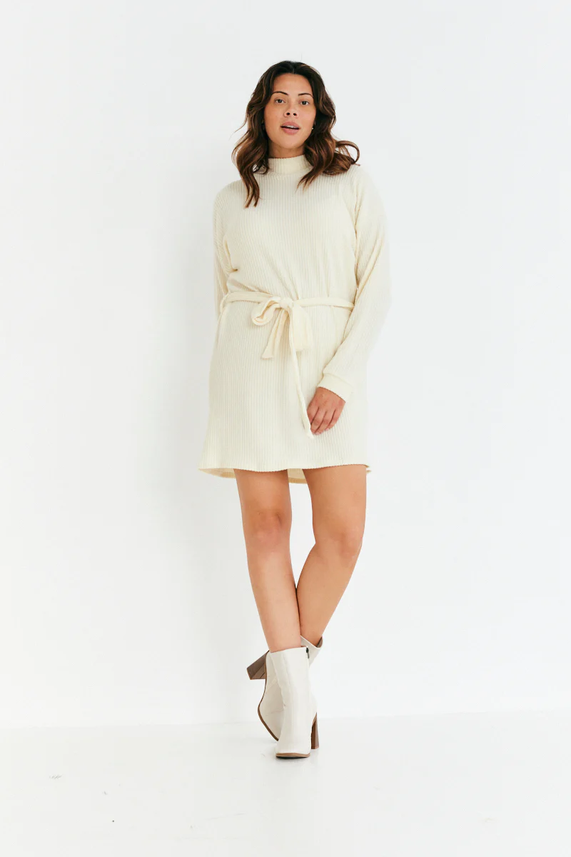 Brushed Rib Loose Belted Dress - Image 5