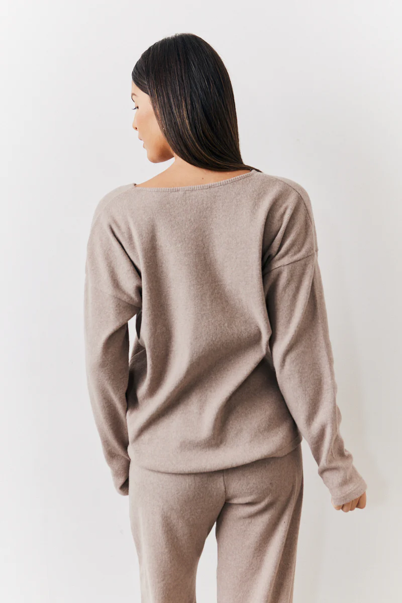Brushed Rib v Neck Co Ord Top - Image 3