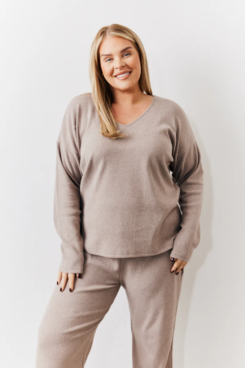 Brushed Rib v Neck Co Ord Top - Image 5