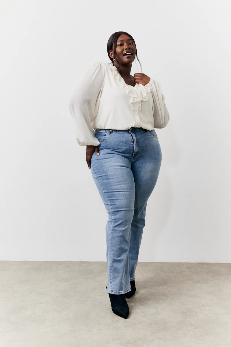Cream Button Front Frill Bodysuit - Image 6